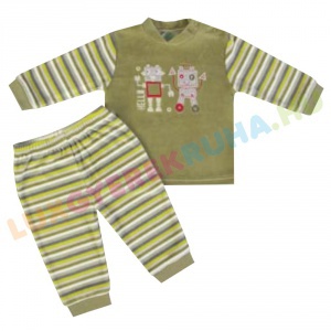 UTOLSÓ! - F.S. Baby kétrészes plüss pizsama, szabadidő ruha fiúknak (hosszú ujjú póló plüss nadrággal) - Robots