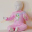 AKCIÓS - 50% Bambibel hátul gombolós lábfejnélküli pamut rugdalózó, lány kezeslábas, pizsama - Béka (rózsaszín)