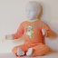 UTOLSÓ! - Bambibel hátul gombolós lábfejnélküli pamut rugdalózó, kezeslábas, pizsama - Béka (narancssárga)